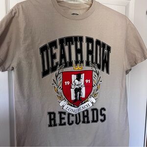 Death Row Records Short Sleeve T-Shirt Men’s Medium Tan Beige Large Graphic EUC‎